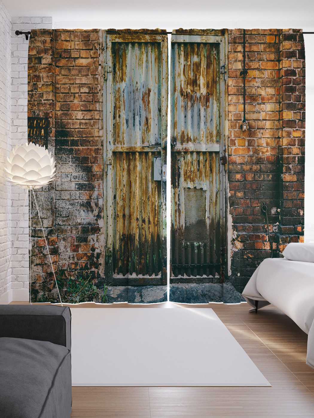 фото Шторы joyarty с фотопечатью "закрытая дверь" из сатена, 290х265 см