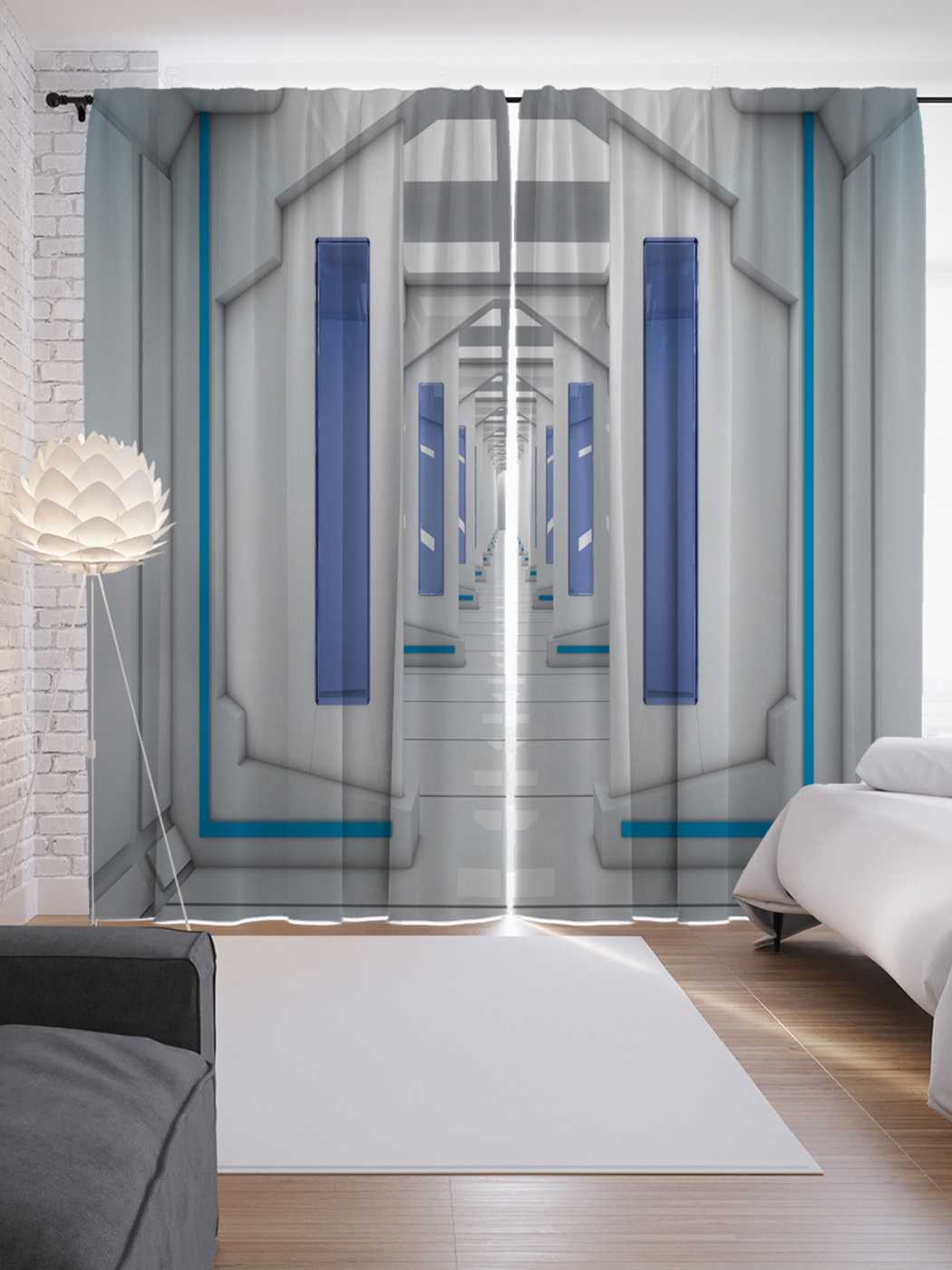 фото Шторы joyarty с фотопечатью "светлый тоннель" из сатена, 290х265 см