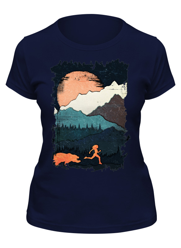 фото Футболка женская printio бег с медведем синий xl