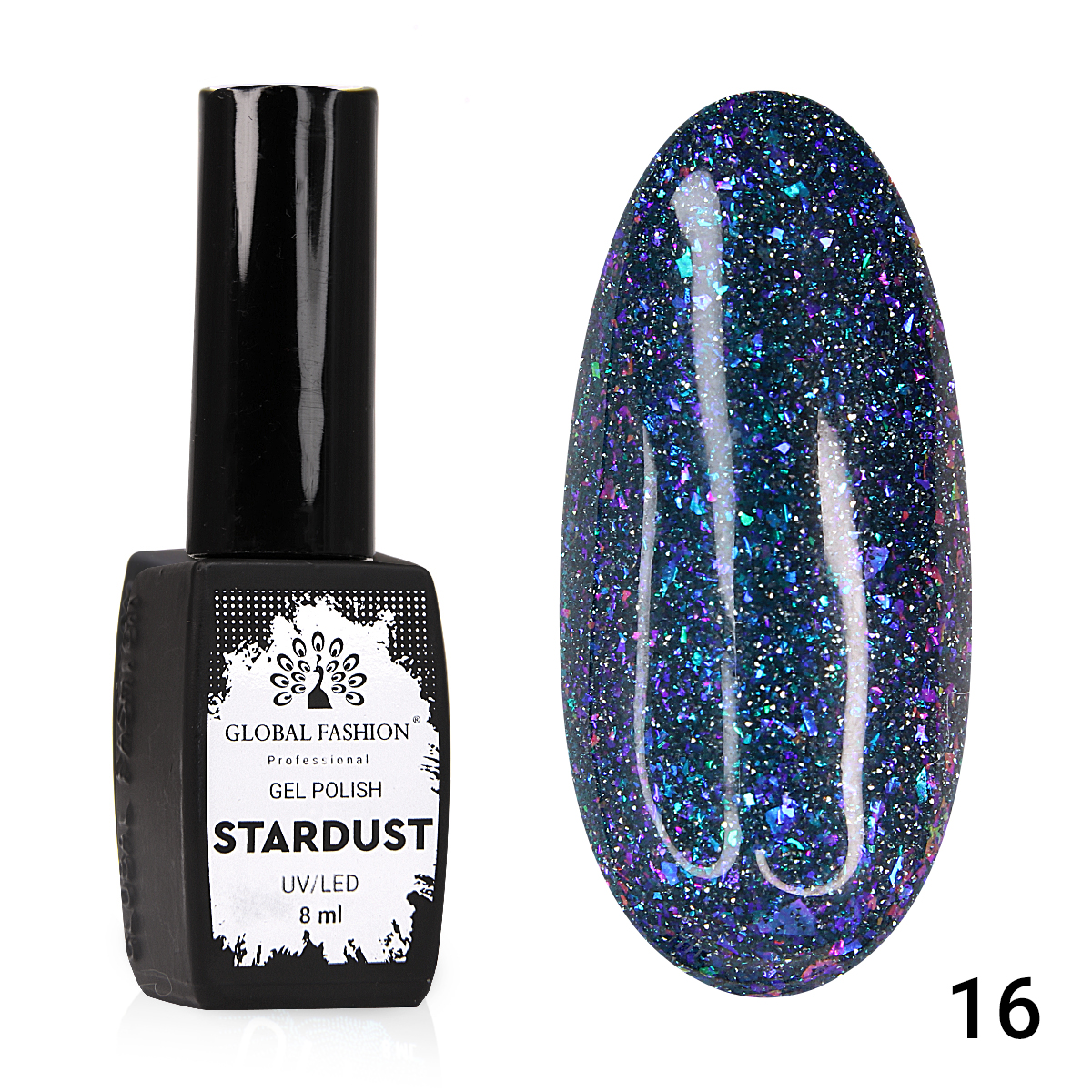 Гель лак 16 Stardust Global Fashion 8 мл 
Гель лак 16 Stardust Global Fashion 8 мл