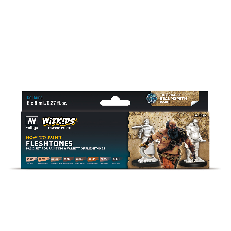 Набор акриловых красок Vallejo Wizkids Fleshtones 80259, 8 красок по 8 мл, Fleshtones
Набор акриловых красок Vallejo Wizkids Fleshtones 80259, 8 красок по 8 мл, Fleshtones