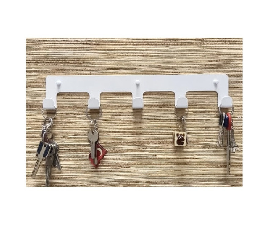 фото Ключница на стену металлическая крючки одинарные белые (21.03.б) aaadesign