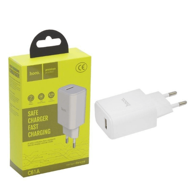 Переходник СЗУ на USB 2.1A HOCO C61A белый
Переходник СЗУ на USB 2.1A HOCO C61A белый