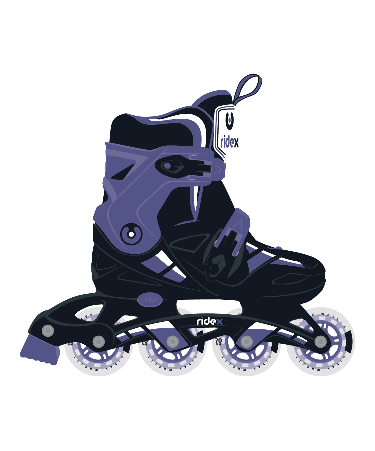 фото Ролики раздвижные ridex hop purple, пластиковая рама (m (35-38))