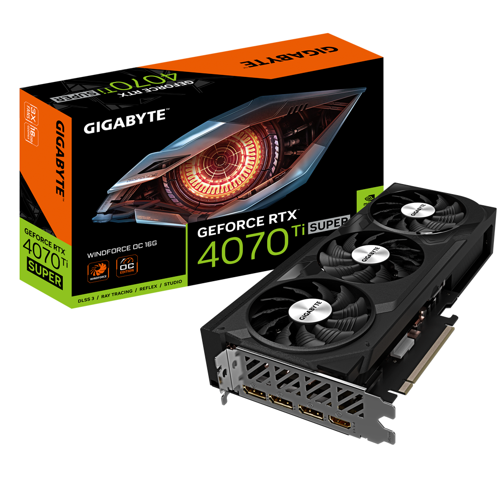 Видеокарта GIGABYTE GeForce RTX 4070 Ti SUPER WINDFORCE OC (GV-N407TSWF3OC-16GD), Черный, GeForce RTX 4070 Ti SUPER WINDFORCE OC
Видеокарта GIGABYTE GeForce RTX 4070 Ti SUPER WINDFORCE OC (GV-N407TSWF3OC-16GD), Черный, GeForce RTX 4070 Ti SUPER WINDFORCE OC