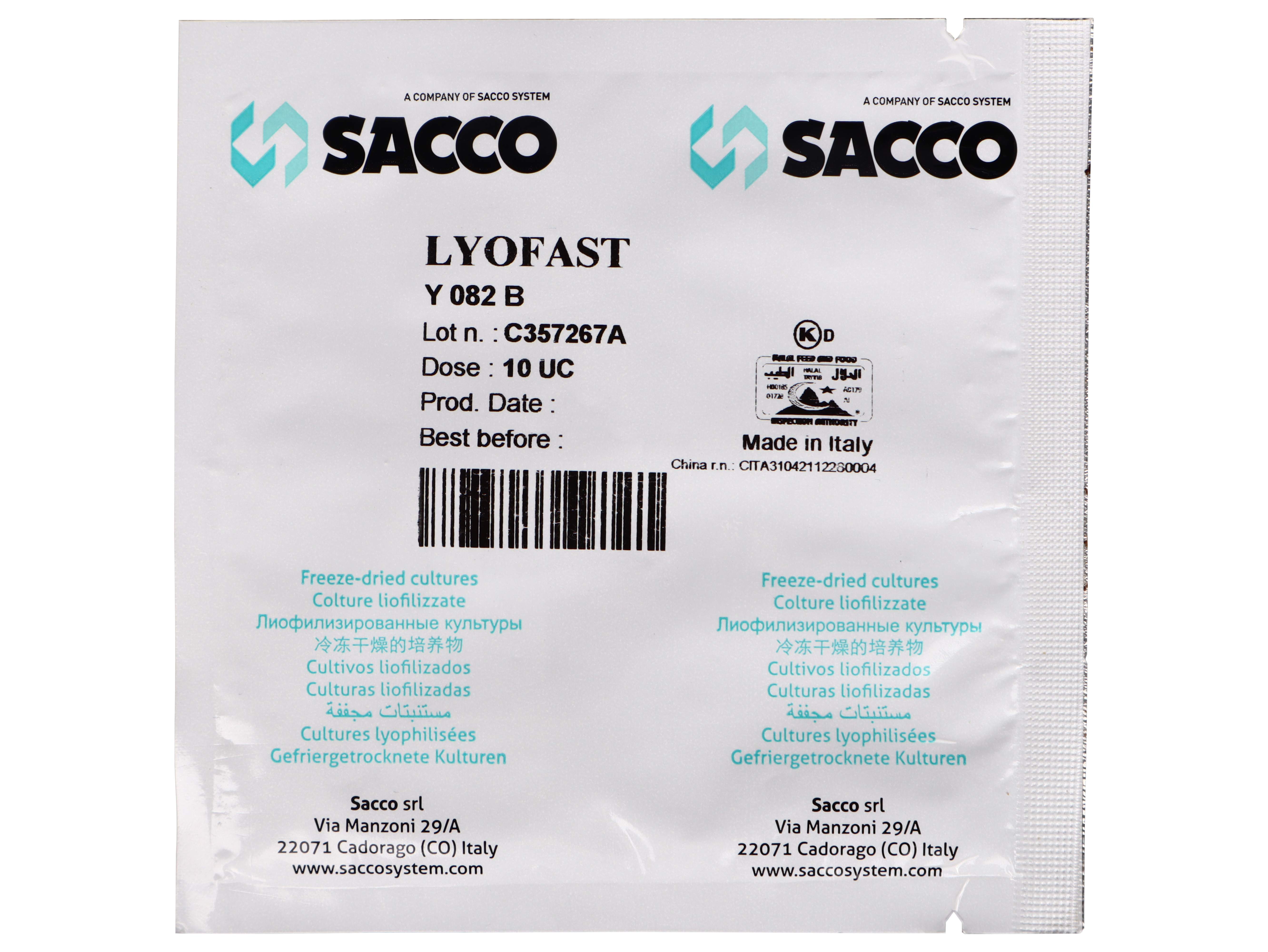 Закваска термофильная Sacco Lyofast Y 082 B 10UC на 250 - 2000 л, 1 шт, Закваска термофильная Lyofast Y 082 B 10UC (на 250 - 2000л, Sacco)
Закваска термофильная Sacco Lyofast Y 082 B 10UC на 250 - 2000 л, 1 шт, Закваска термофильная Lyofast Y 082 B 10UC (на 250 - 2000л, Sacco)