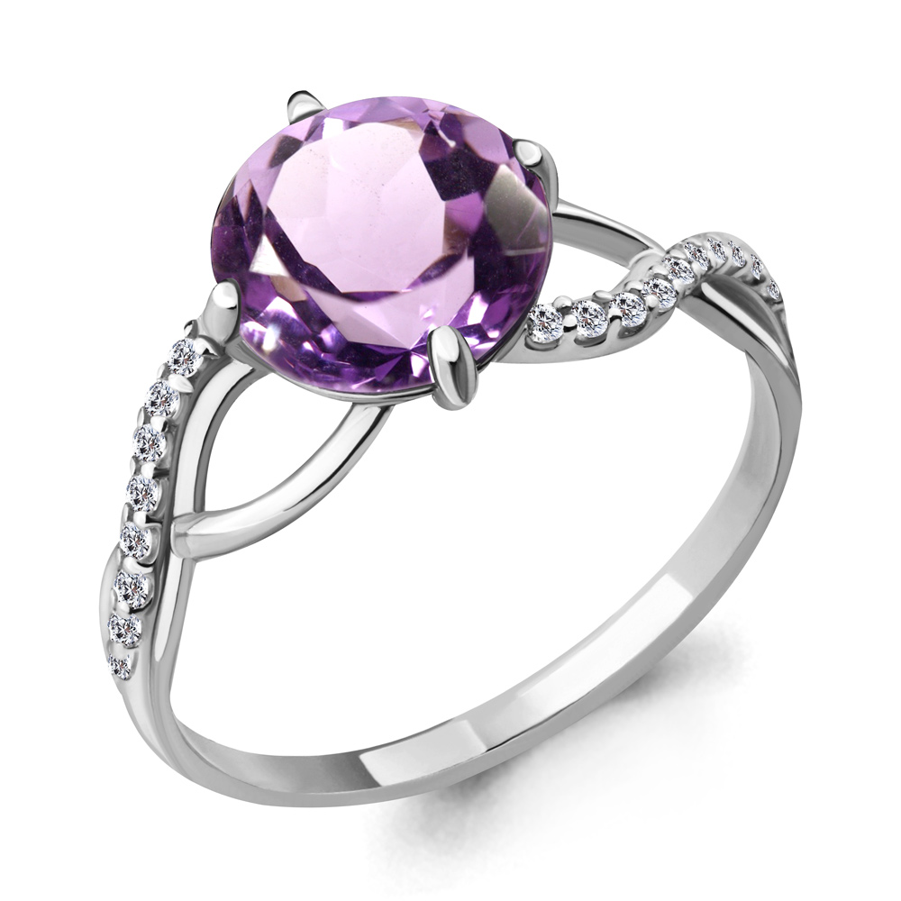 Кольцо из серебра с аметистом\фианитом Aquamarine Aquamarine 6547204А_925_р р, 6547204А_925_р 
Кольцо из серебра с аметистом\фианитом Aquamarine Aquamarine 6547204А_925_р р, 6547204А_925_р