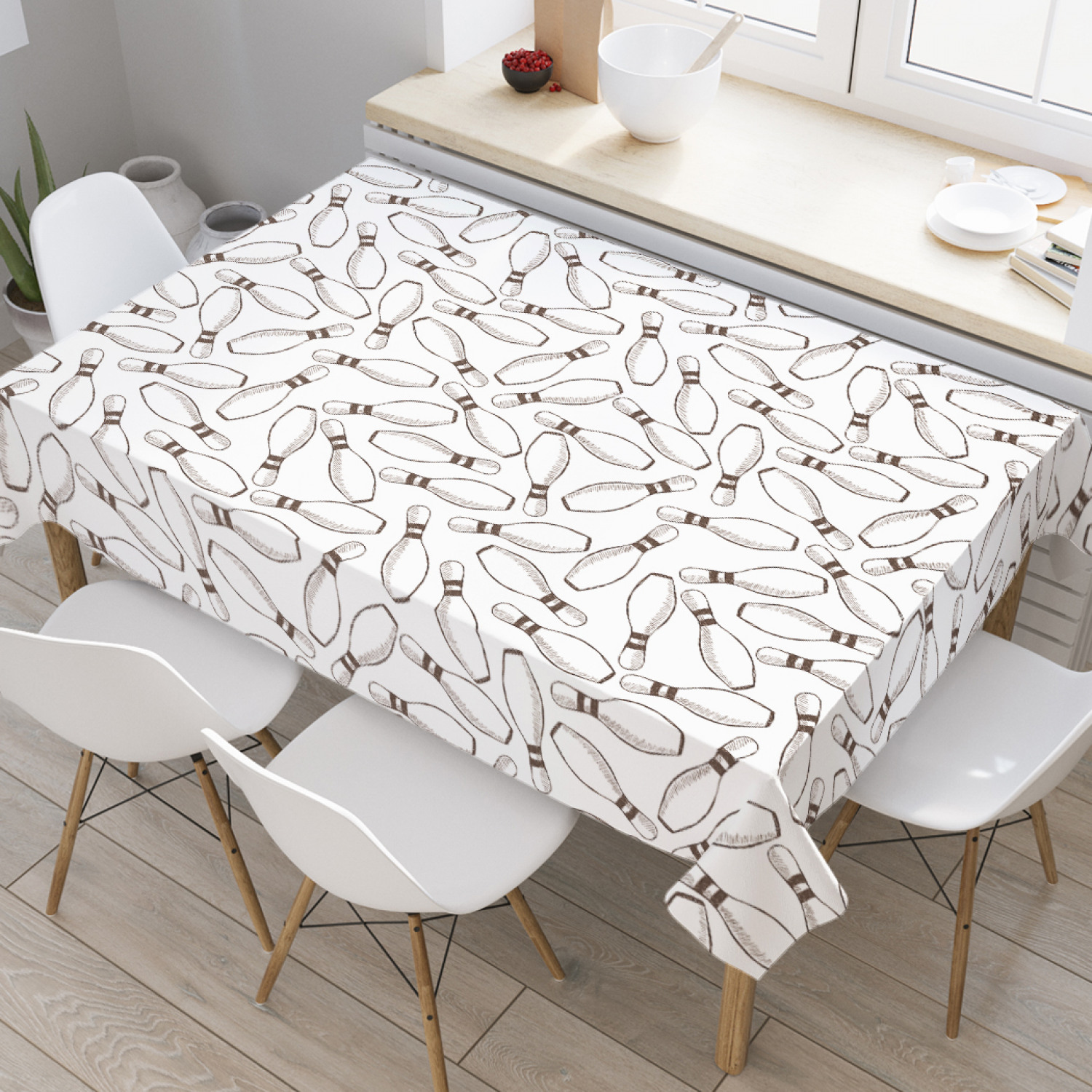 Скатерть прямоугольная JoyArty "Монохромные кегли" из оксфорда, 120x145 см, Монохромные кегли 
Скатерть прямоугольная JoyArty "Монохромные кегли" из оксфорда, 120x145 см, Монохромные кегли