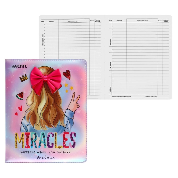 deVENTE Дневник универсальный для 1-11 класса Miracles, твердая обложка, искусственная кож, Разноцветный
deVENTE Дневник универсальный для 1-11 класса Miracles, твердая обложка, искусственная кож, Разноцветный
