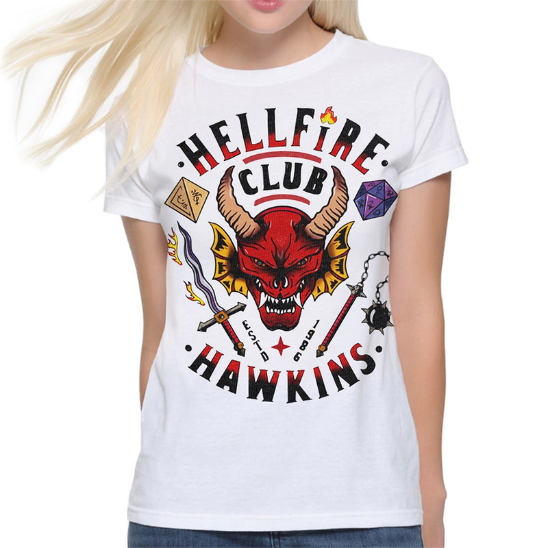 Футболка женская Dream Shirts - Hellfire Club Stranger Things-1 белая 3XL, Очень странные дела - Hellfire Club Stranger Things-1
Футболка женская Dream Shirts - Hellfire Club Stranger Things-1 белая 3XL, Очень странные дела - Hellfire Club Stranger Things-1