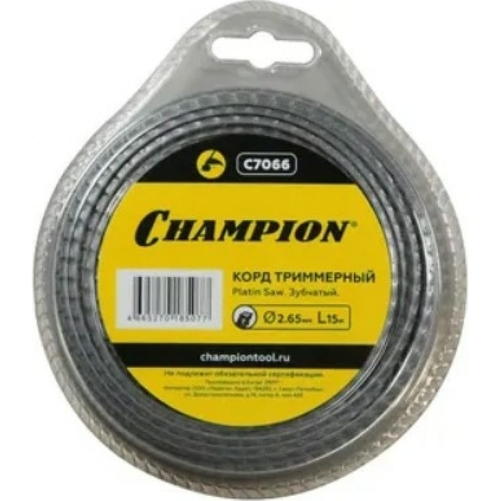 Леска для триммера прямая крест 2,65 мм Champion Platin saw c7066 16530530 15 м, Черный, Platin Saw C7066
Леска для триммера прямая крест 2,65 мм Champion Platin saw c7066 16530530 15 м, Черный, Platin Saw C7066