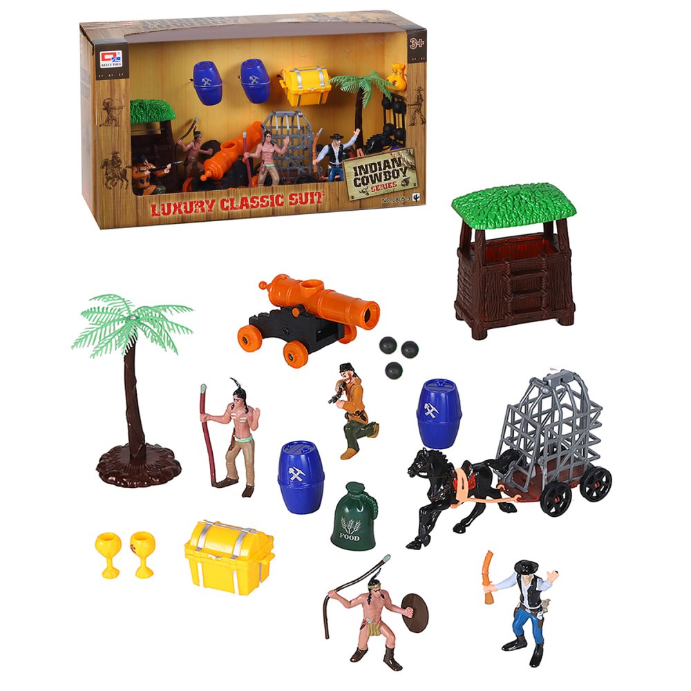 фото Игровой набор keyly toys дикий запад, фигурки, лошадь с повозкой, аксессуары, jb0210380.