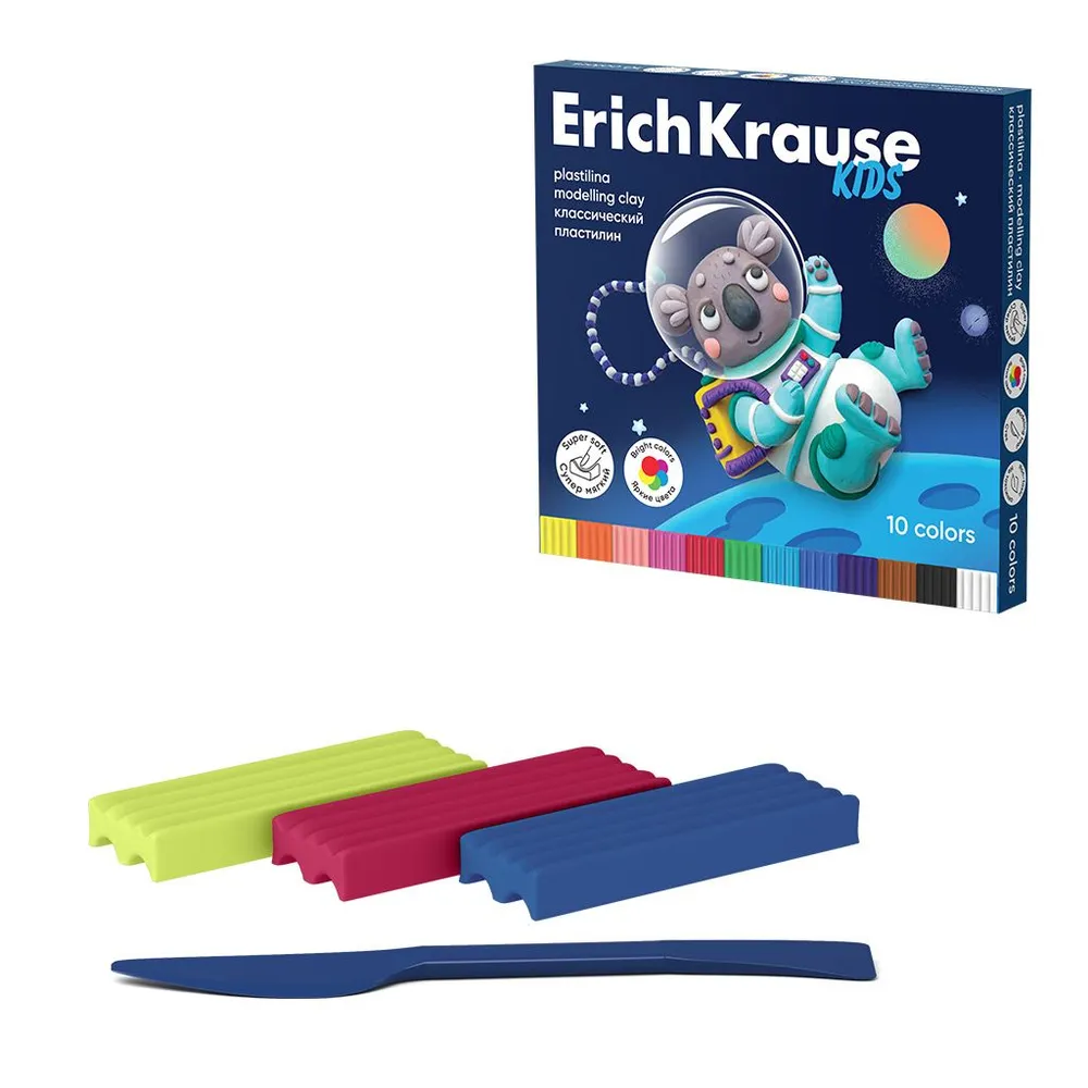 Пластилин ErichKrause 61331 Классический Kids и стек 10 цветов 180г, Голубой;серый;синий, Пластилин
Пластилин ErichKrause 61331 Классический Kids и стек 10 цветов 180г, Голубой;серый;синий, Пластилин