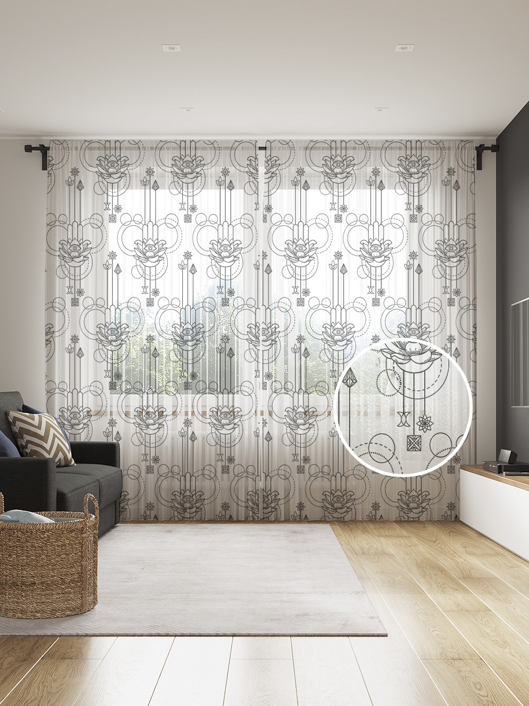 Фототюль JoyArty "Графическая хамса", 145x265см (2 полотна со шторной лентой + 50 крючков), Графическая хамса
Фототюль JoyArty "Графическая хамса", 145x265см (2 полотна со шторной лентой + 50 крючков), Графическая хамса