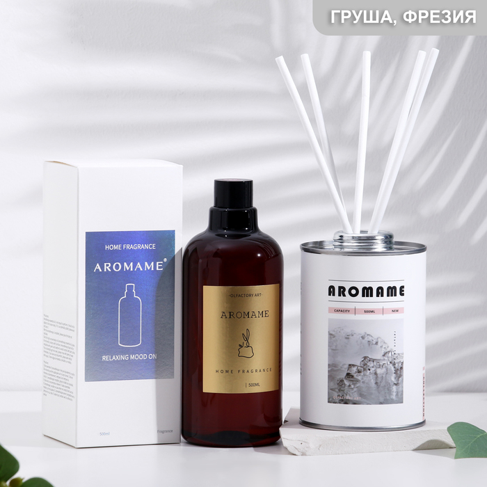 Набор диффузор ароматический "Aromame", английская груша и фрезия, 500 мл, круглая банка
Набор диффузор ароматический "Aromame", английская груша и фрезия, 500 мл, круглая банка