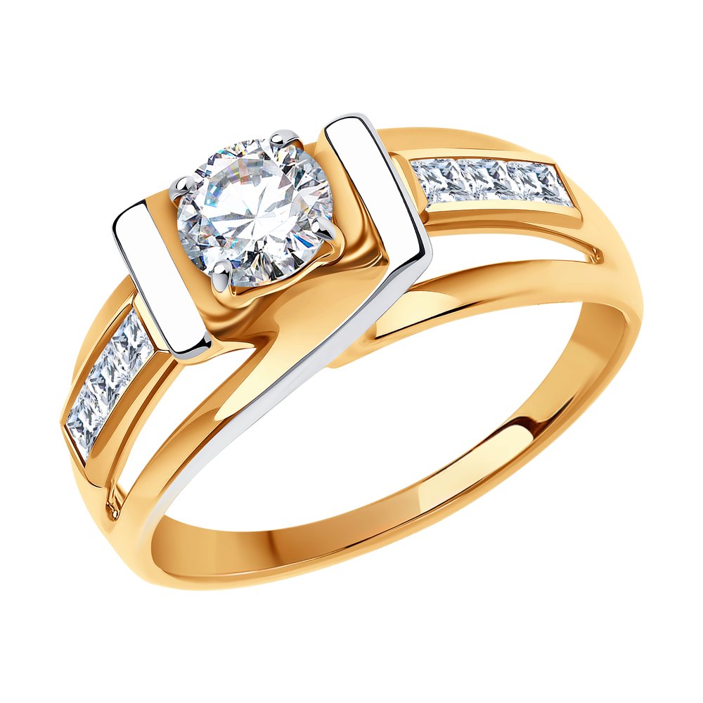 фото Кольцо женское sokolov 018591 из золота, фианит, р.19.5