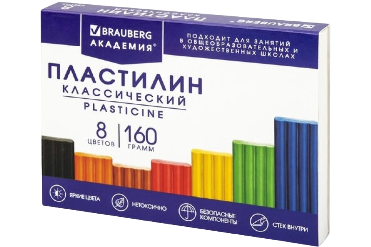 Пластилин 8 цв. Академия Классическая 160г. 106500 Brauberg, Белый;желтый;зеленый;красный;синий;коричневый;черный, 895-367
Пластилин 8 цв. Академия Классическая 160г. 106500 Brauberg, Белый;желтый;зеленый;красный;синий;коричневый;черный, 895-367