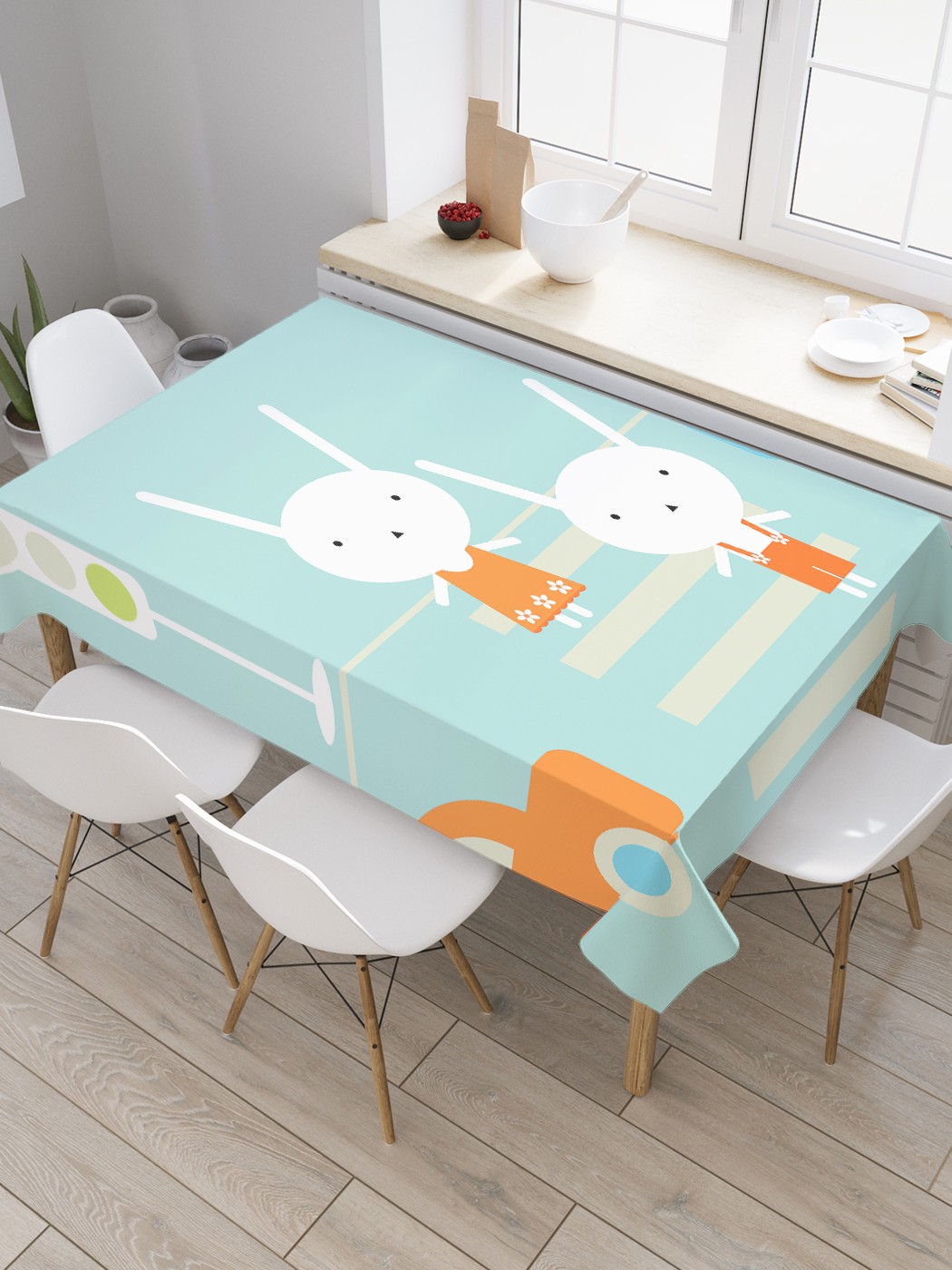 Скатерть прямоугольная JoyArty "Зайчики на светофоре" из оксфорда, 180x145 см, Голубой, Зайчики на светофоре 
Скатерть прямоугольная JoyArty "Зайчики на светофоре" из оксфорда, 180x145 см, Голубой, Зайчики на светофоре