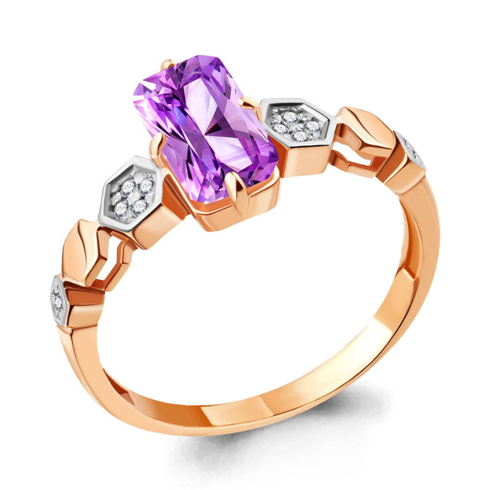 фото Кольцо из серебра с аметистом р. 17,5 aquamarine 6914284а_925_з