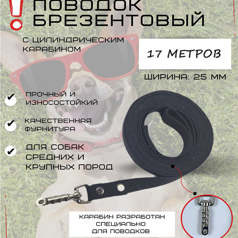 Поводок для собак Хвостатыч брезентовый с цилиндрическим карабином, черный, 17 м х 25 мм
Поводок для собак Хвостатыч брезентовый с цилиндрическим карабином, черный, 17 м х 25 мм