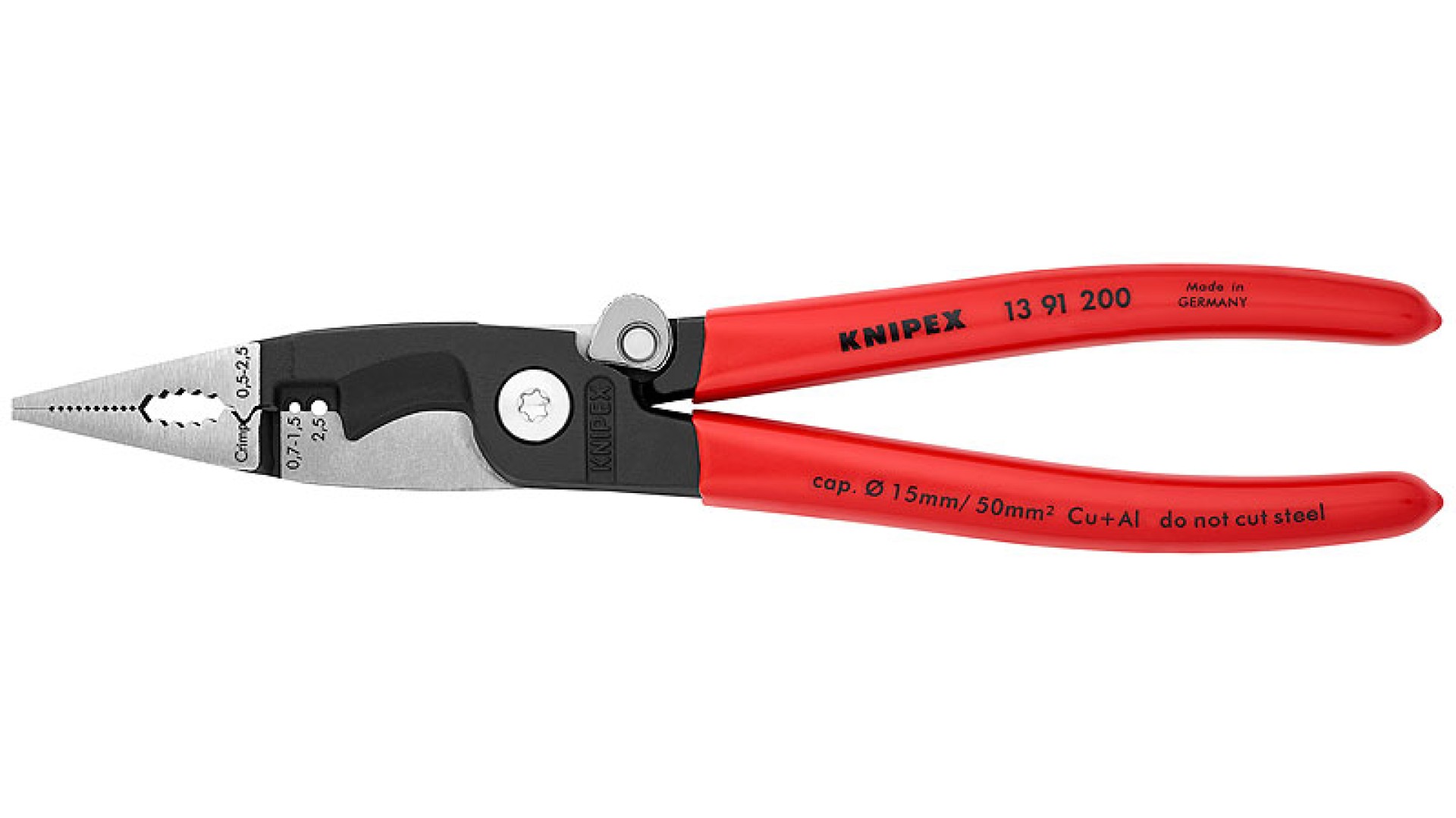 Клещи электромонтажные Knipex KN-1391200SB 6-в-1, 200 мм защёлка-"собачка" фосфатированные, KN-1391200SB
Клещи электромонтажные Knipex KN-1391200SB 6-в-1, 200 мм защёлка-"собачка" фосфатированные, KN-1391200SB