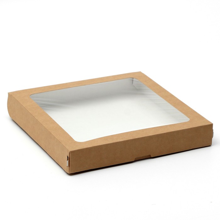 Коробка складная, с окном, крафт, 26 х 26 х 4 см, Упаковка для фаст-фуда 
Коробка складная, с окном, крафт, 26 х 26 х 4 см, Упаковка для фаст-фуда