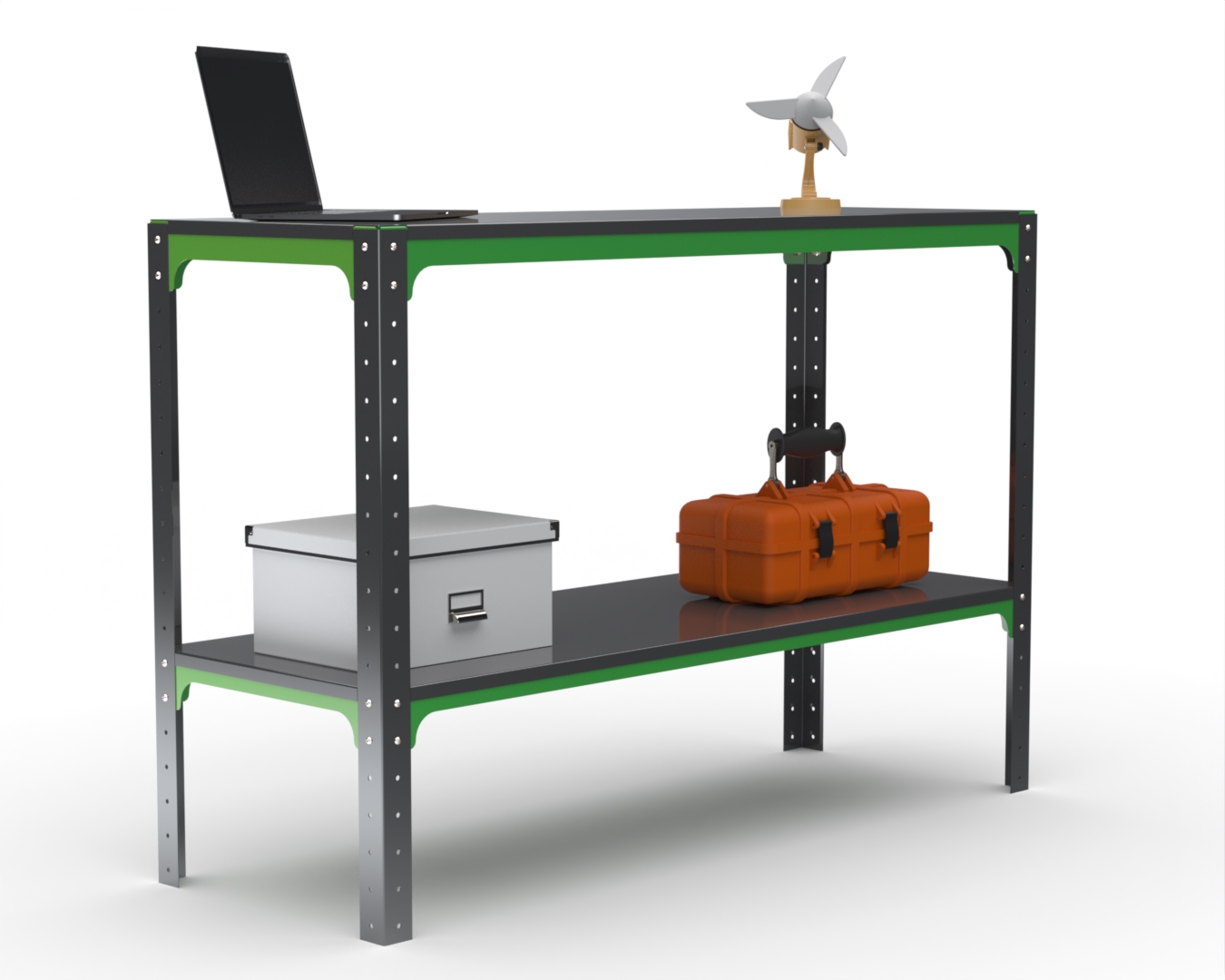 Стол-верстак Metalex серия KIT 950х1300х500 (одна полка) (серо-зеленый)