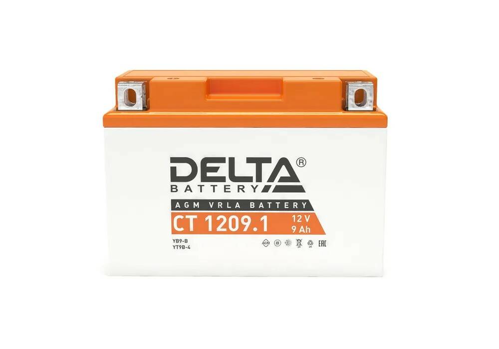 Мото аккумулятор стартерный Delta CT 1209.1 12В 9Ач прямая полярность 115А (12V 9Ah) (YT9B
Мото аккумулятор стартерный Delta CT 1209.1 12В 9Ач прямая полярность 115А (12V 9Ah) (YT9B