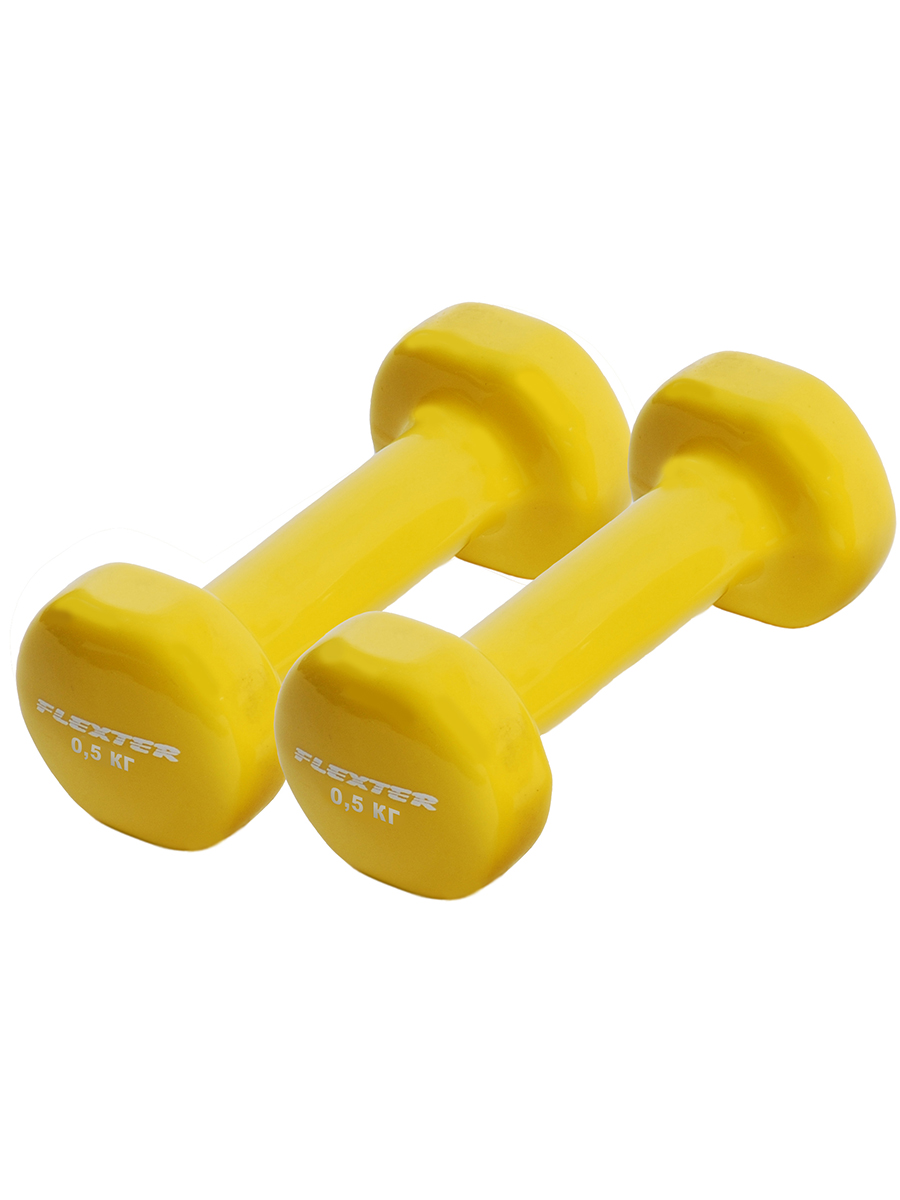 фото Гантели неопреновые для фитнеса flexter 0,5 кг желтые