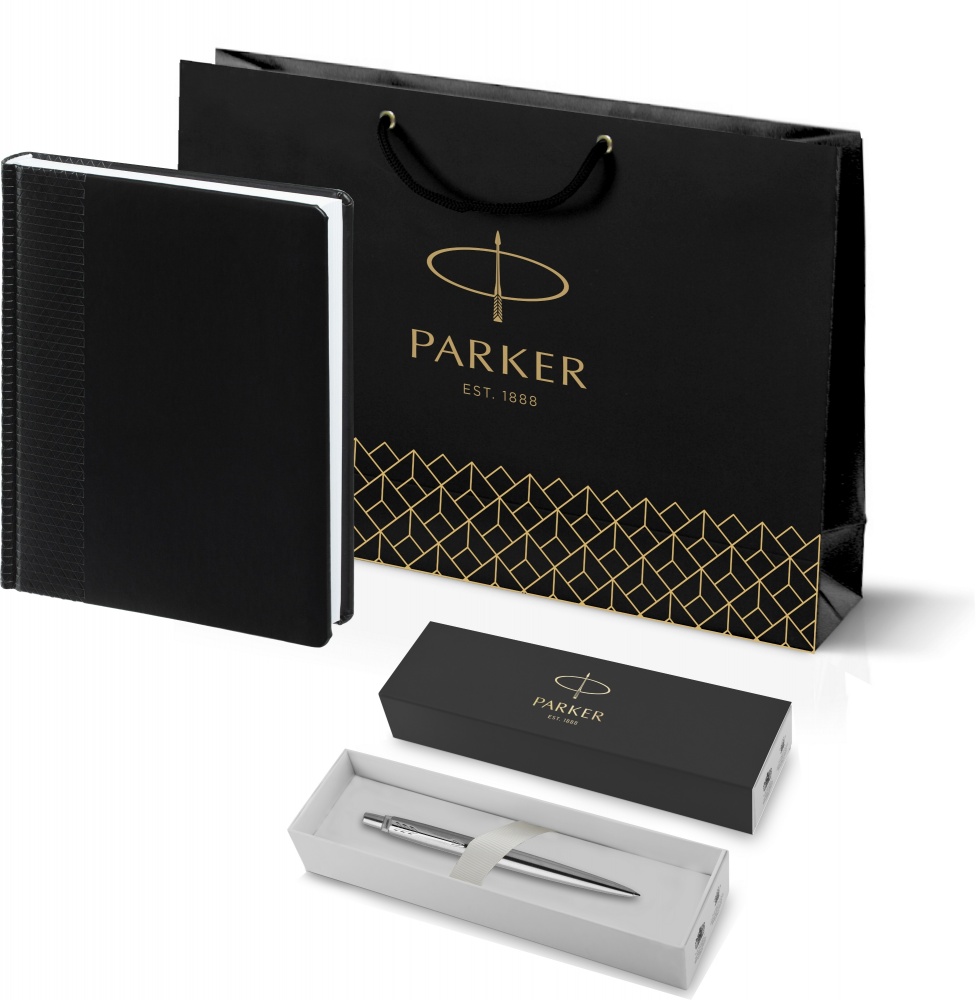 Подарочный набор: Шариковая ручка Parker Jotter Essential, St. Steel СT, стержень: Mblue и, Черный
Подарочный набор: Шариковая ручка Parker Jotter Essential, St. Steel СT, стержень: Mblue и, Черный