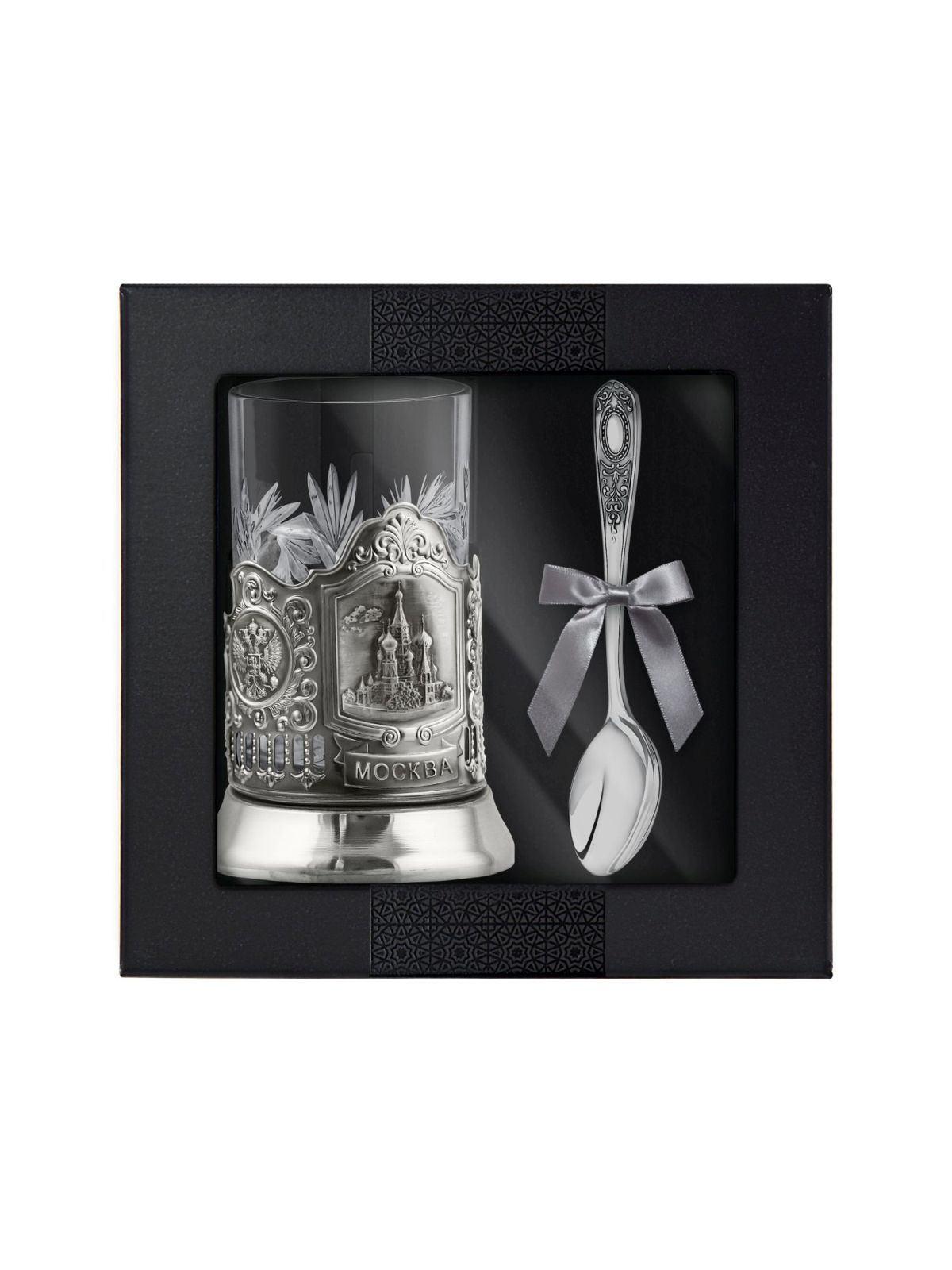 фото Набор для чая храм василия блаженного никелированный с ложкой кольчугинский мельхиор