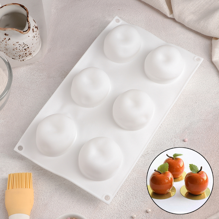 Форма для муссовых десертов и выпечки Доляна Яблоко, 29x17x5,5 см, 6 ячеек, d=6 см белый
Форма для муссовых десертов и выпечки Доляна Яблоко, 29x17x5,5 см, 6 ячеек, d=6 см белый
