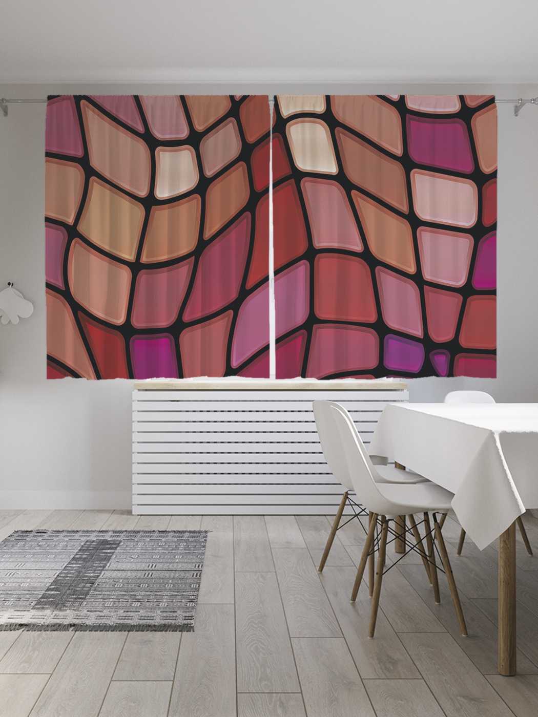 фото Шторы с фотопечатью joyarty "абстрактный витраж" из сатена, 290х180 см