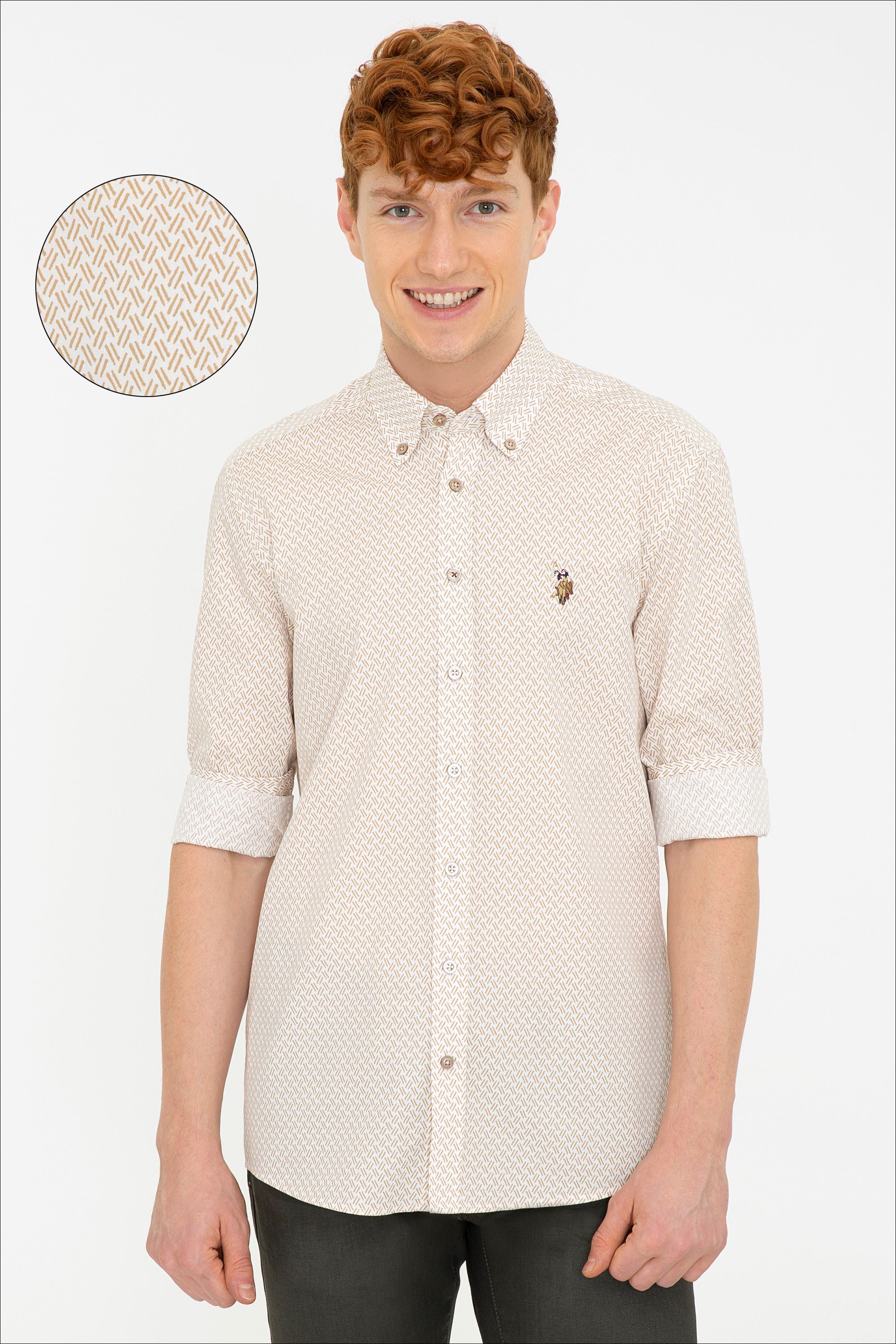 фото Рубашка мужская u.s. polo assn. g081gl0040bettles бежевая l