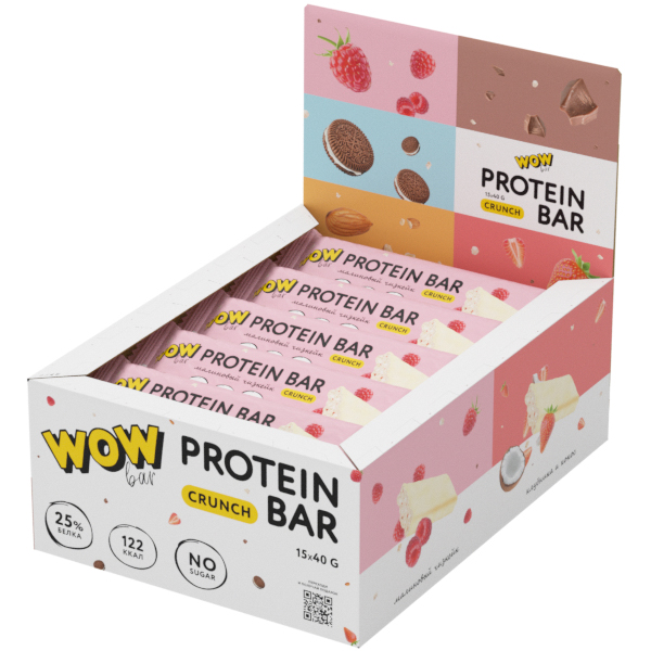 Протеиновые батончики WOWBAR Protein Bar Crunch малиновый чизкейк, 15 шт х 40 г, Protein Bar Crunch
Протеиновые батончики WOWBAR Protein Bar Crunch малиновый чизкейк, 15 шт х 40 г, Protein Bar Crunch