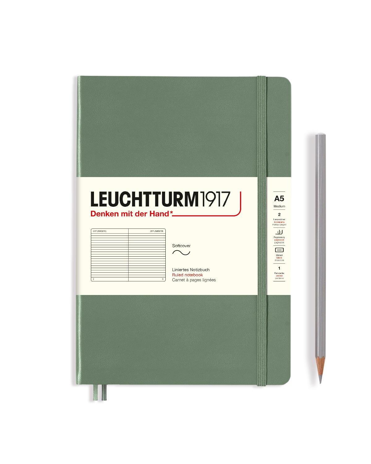 Блокнот Leuchtturm Smooth Colours А5 (в линейку) 61л оливковый мягкая обложка 
Блокнот Leuchtturm Smooth Colours А5 (в линейку) 61л оливковый мягкая обложка