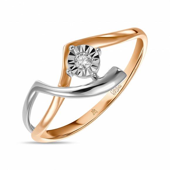 фото Кольцо из комбинированного золота с бриллиантом р.16.5 miuz diamonds r2017-r309228dia