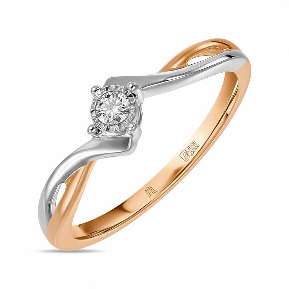 фото Кольцо из комбинированного золота с бриллиантом р.17.5 miuz diamonds r178-igr-25533