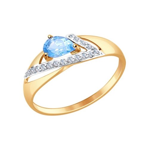 фото Кольцо женское sokolov из золота с топазом и фианитами 714674 р.17