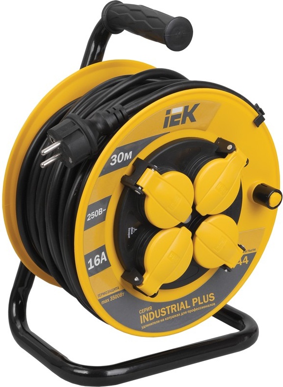 фото Iek wkp15-16-04-30 катушка ук30 с т/з 4 места 2 р + p е /30м 3х1,5 мм2 "industrial"