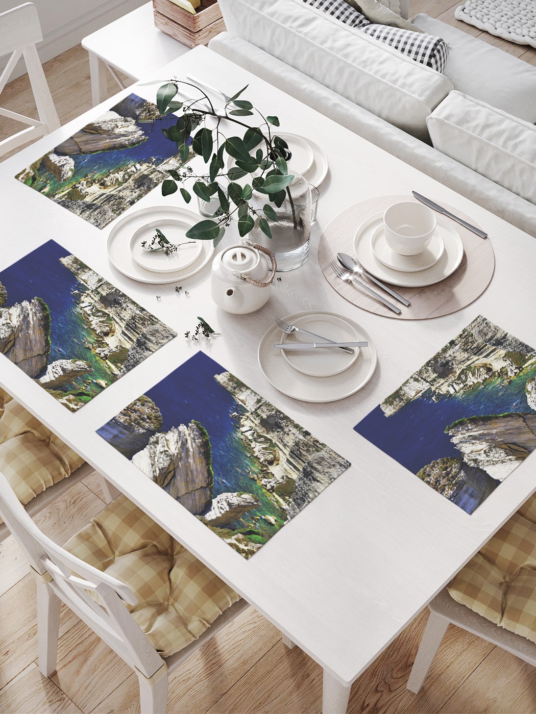 JoyArty Салфетки для сервировки стола «Каменные образования у моря» (32х46 см, 4 шт.), Синий;серый;зеленый 
JoyArty Салфетки для сервировки стола «Каменные образования у моря» (32х46 см, 4 шт.), Синий;серый;зеленый