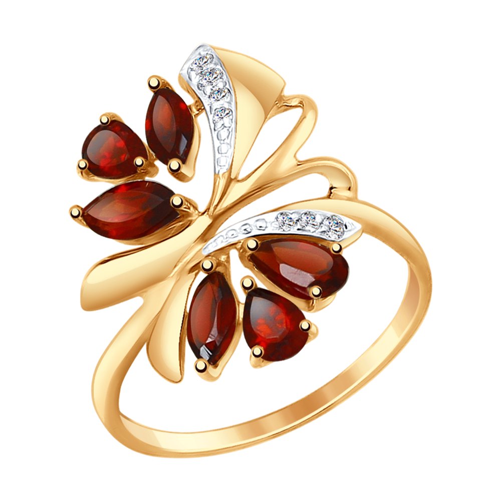 фото Кольцо из желтого золота с гранатом р. 19 sokolov 714737