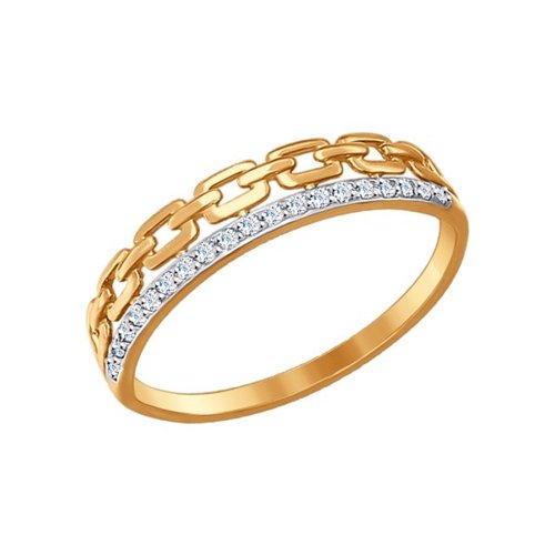 фото Кольцо из желтого золота с фианитом р. 17 sokolov 017231