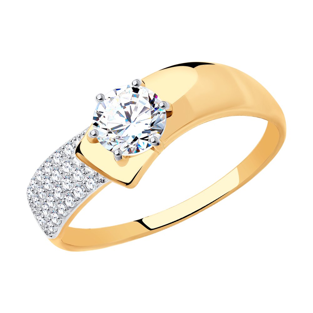 фото Кольцо женское sokolov из золота с фианитами 017402 р.17.5