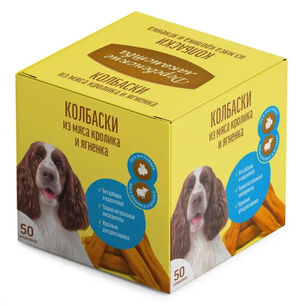 Лакомства для собак Деревенские лакомства, мини колбаски, кролик и ягненок, 50 шт по 8 г
Лакомства для собак Деревенские лакомства, мини колбаски, кролик и ягненок, 50 шт по 8 г