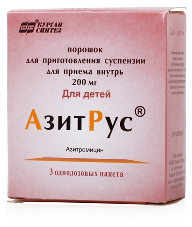 фото Порошок для приготовления суспензии азитрус пакет 200 мг 4,2 г 3 шт. синтез