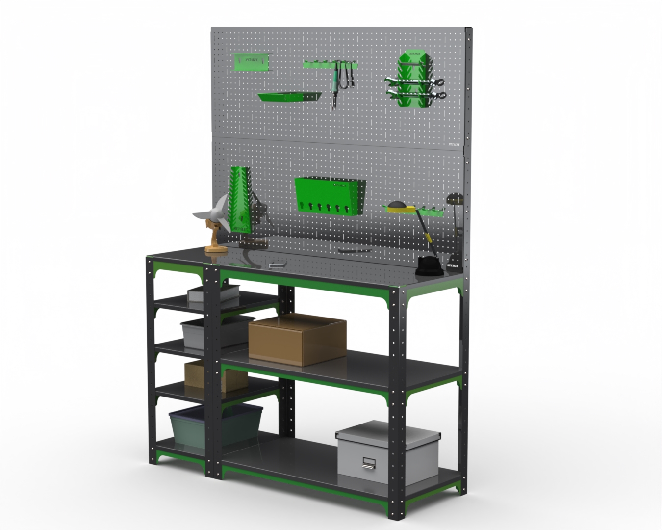 Стол-верстак Metalex серия KIT 950х1100х400 с бок. полками, двумя панелями, серо-зеленый
Стол-верстак Metalex серия KIT 950х1100х400 с бок. полками, двумя панелями, серо-зеленый