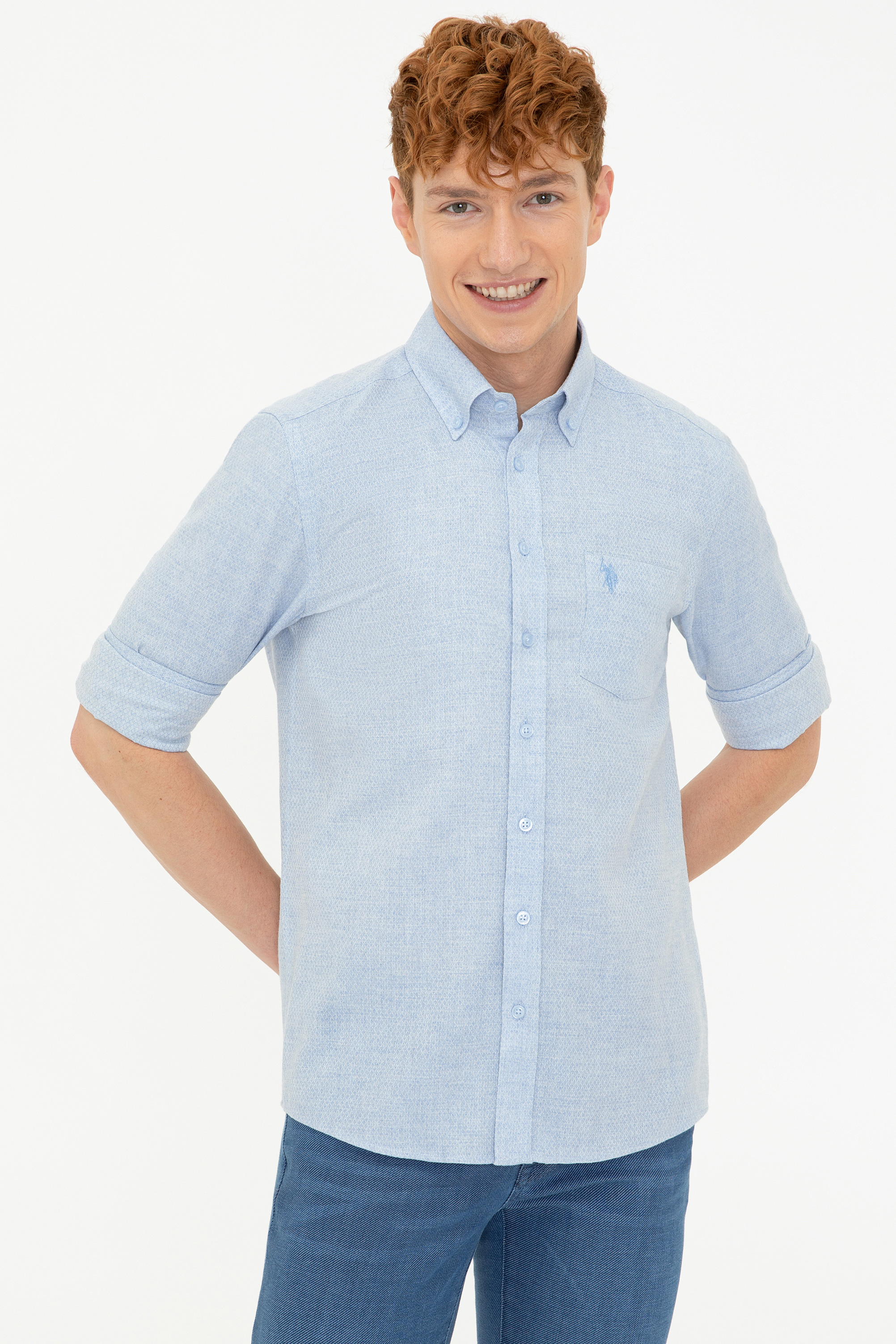 фото Рубашка мужская u.s. polo assn. g081gl0040renzy голубая l