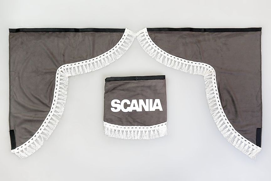 Ламбрекен для Scania польская ткань для лобового стекла и угла Серый с белой бахромой, Белый;серый
Ламбрекен для Scania польская ткань для лобового стекла и угла Серый с белой бахромой, Белый;серый
