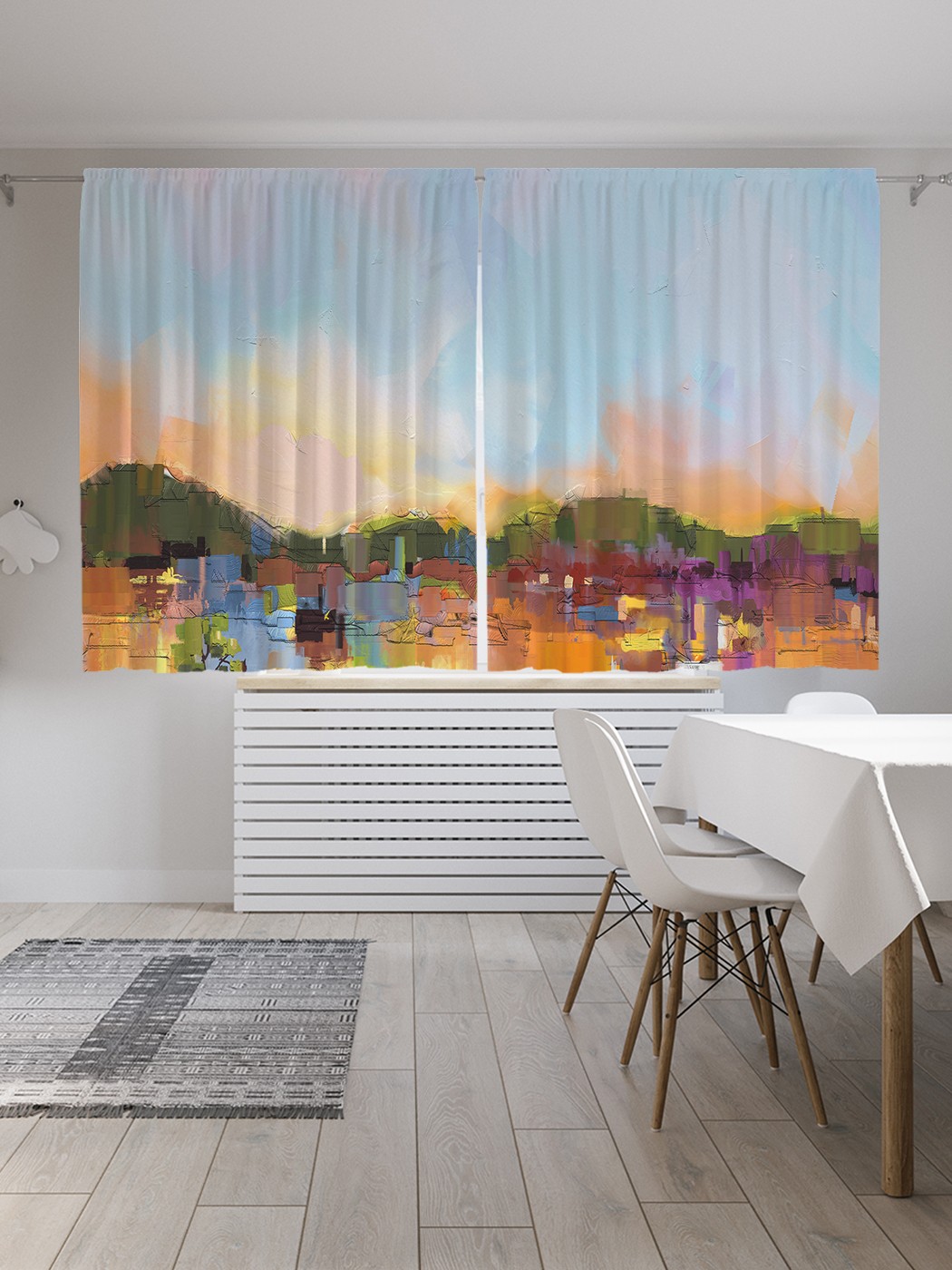 фото Шторы joyarty с фотопечатью "абстрактный пейзаж" из сатена, 290х180 см